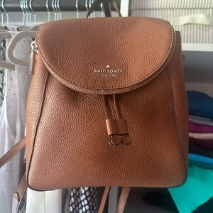 New Kate Spade backpack camel color leather Gold hardware multiple compartments